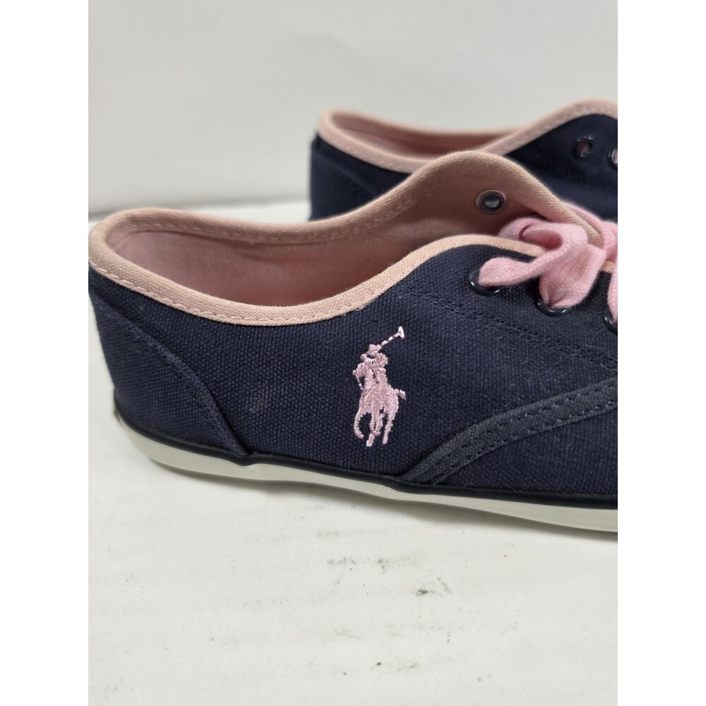 Polo Ralph Lauren Faxon X Low-Top Canvas Sneaker Navy + Pink CHILD‎ Size 2